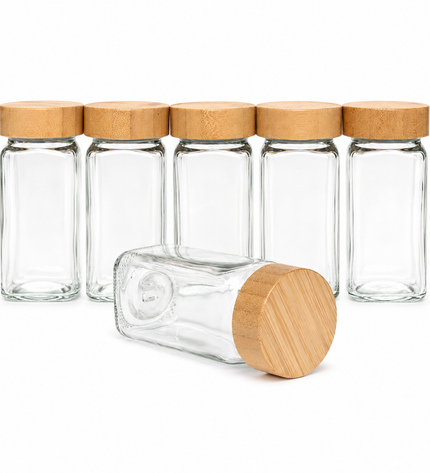Van Beekum Specerijen Glazen Kruidenpotjes Met Stickers – 12 Stuks