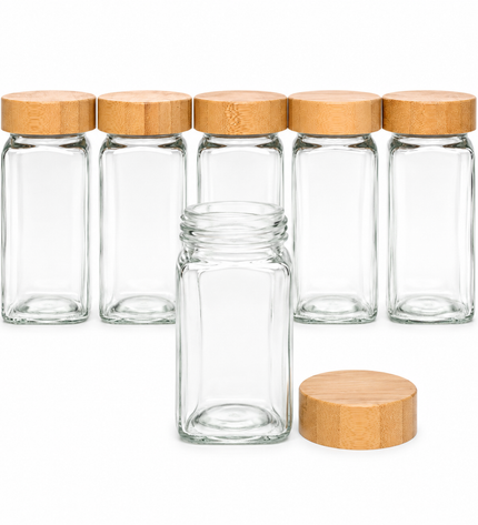 Van Beekum Specerijen Glazen Kruidenpotjes Met Stickers – 12 Stuks