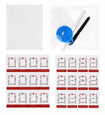 Van Beekum Specerijen Glazen Kruidenpotjes Met Stickers – 12 Stuks