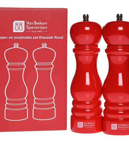 Van Beekum Specerijen Peper- en Zoutmolen Set – Klassiek Rood