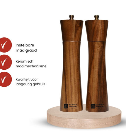 Van Beekum Specerijen Peper- en Zoutmolen Set – Modern Acacia